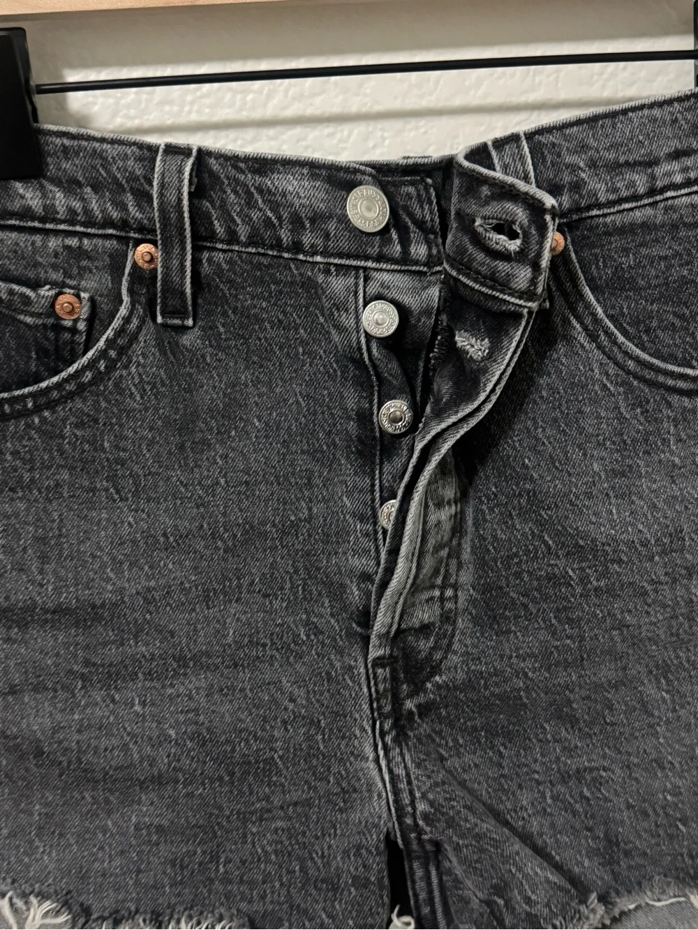 Levi's Black Washed Denim Cutoff Shorts